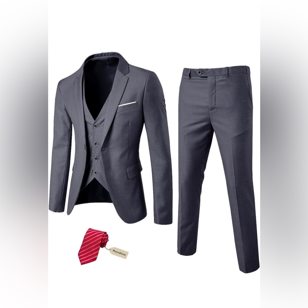 MYS Men's Basketball 2 Piece Slim Fit Set, One Button Solid  Vest and Pants
